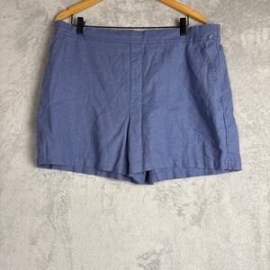 Banana Republic Linen Blend Elastic Waist Pull On Shorts XL Blue Vacation